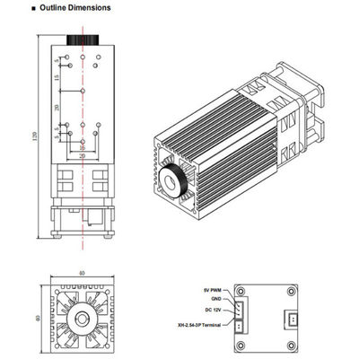 525nm 1W 12V 1.5A وحدة الليزر الخضراء عالية الجودة (FAC) وحدة الليزر عالية الطاقة المزود