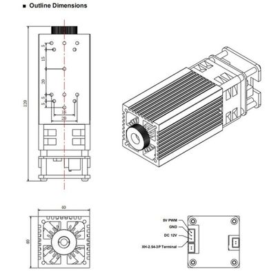445nm 4W 12V 2A وحدة الليزر الزرقاء عالية الجودة وحدة الليزر عالية الطاقة المزود